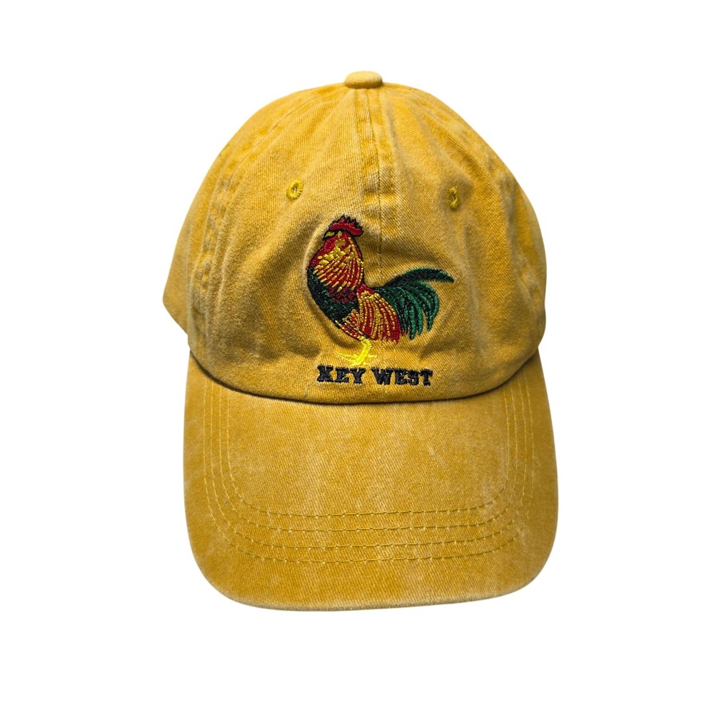 Life in Paradise Key West Rooster Hat Yellow Washed Cotton Dad Cap OS